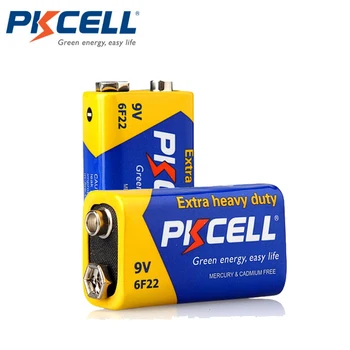 2 ks PKCELL 9V Batérie 6F22 Extra heavey povinnosť Oxidu Zinku Batérie 9 Voltovú Batériu Rovná CR9V ER9V 6LR61 pre elektronické therm