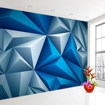 Vlastné 3D Nástenné Maľby, Tapety Moderné Stereoskopické Modrá Geometrický Priestor nástenná maľba Tvorivé Obývacia Izba TV Pozadie Fotografie na Stenu Papier