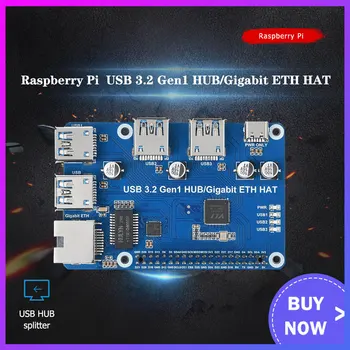 Raspberry Pi 4B USB 3.2 Gen1 HUB KLOBÚK DC 5V Expansion Board S Gigabit Ethernet hub pre Raspberry Pi 4B