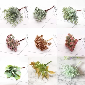 6pcs Mini Žaluď leaf Umelé Kvety Rastlín pre Domáce Veniec DIY Scrapbooking Svadobné, Vianočné Dekorácie