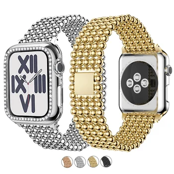 Popruh s krytom pre Apple hodinky kapela 40 44 44 38 mm náramok diamond prípade reťazca náramok pre iWatch series 7 6 5 4 SE 41 45 mm