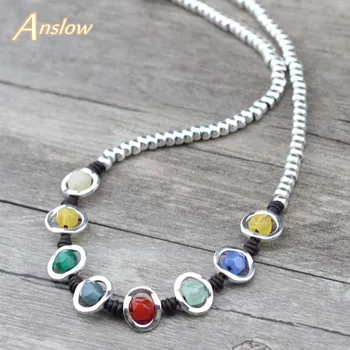 Anslow Hot Predaj Módne Šperky Vinutia Rainbow Ručné Korálky Vyhlásenie Choker Náhrdelník Pre Ženy kamarátkami Darček LOW0084AN