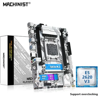 STROJNÍK K9 Dosky LGA 2011-3 Set Kit S Xeon E5 2620 V3 Procesorov 4*DDR4 2666MHz RAM M-ATX NVME M. 2 SATA SSD