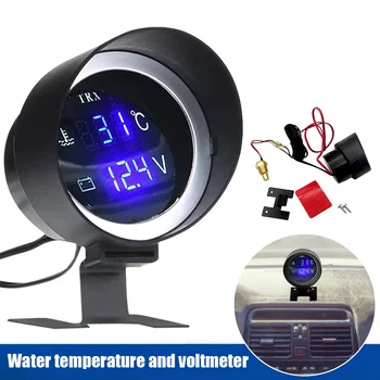 1PC Kolo LED Digitálne Teplota Vody ukazovateľ 2 v 1 Voltmeter Pre 12V 24V Vozidiel, Motocyklov a Áut