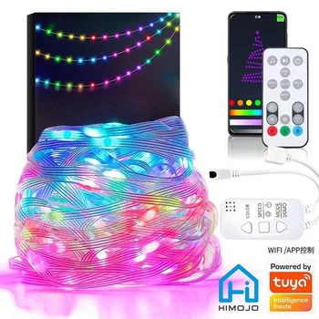 HIMOJO Tuya Smart WiFi LED Magic Color String svetlá Dreamcolor 10m RGB RGBIC USB Pásy Ľahká Práca Alexa Hudby Synch ovládanie