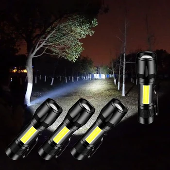 Prenosné Dobíjacie Zoom LED Blesk Vstavaný Batérie Vodotesný, Baterka Mini Svietidlo 3 Svetelné Módy Camping Svetlo Vonkajšie