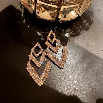 Kórea Prehnané Dizajn Úplné Drahokamu Crystal Veľké Náušnice Pre Ženy Elegantné Šperky Oorbellen