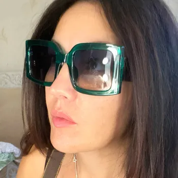 Nové Nadrozmerné Námestie slnečné Okuliare Ženy Vintage Módny Návrhár Gradient Slnečné Okuliare Dámy Zelené Odtiene UV400