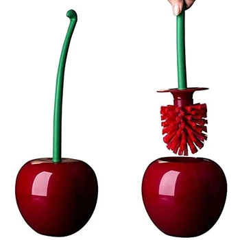 Kreatívne Krásne Cherry Tvar Záchodové Kefy Wc Kefa ABS Mäkkú Kefku 380x130mm Čisté A Hygienické Kefa Nastaviť